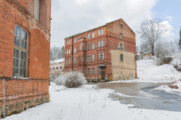 Fototapeta City Ligatne, Latvia. Old and abandoned paper mill that is no longer working.