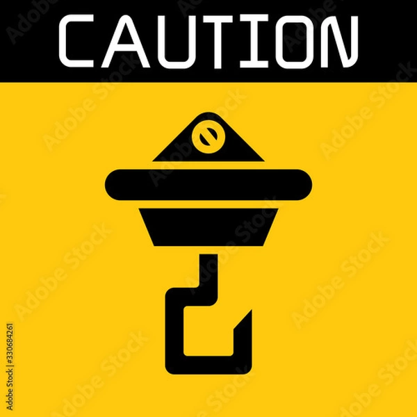 Obraz hoist or crane hook symbol yellow signage