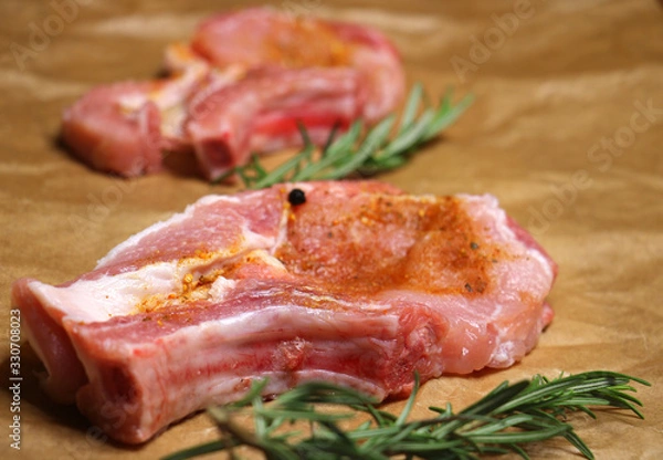 Obraz slices fresh pieces of pork steak