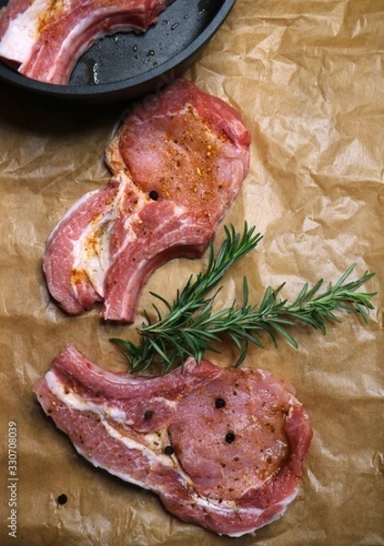 Obraz slices fresh pieces of pork steak