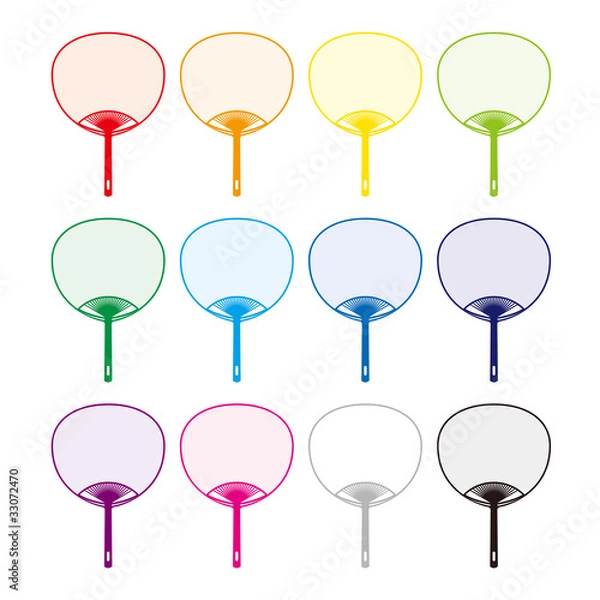 Obraz カラフルな柄の無地うちわ