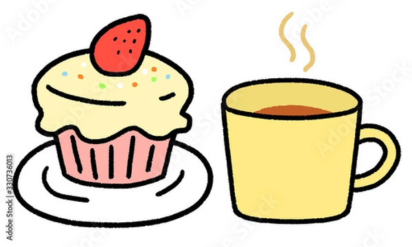 Fototapeta マグカップとケーキ　カフェ