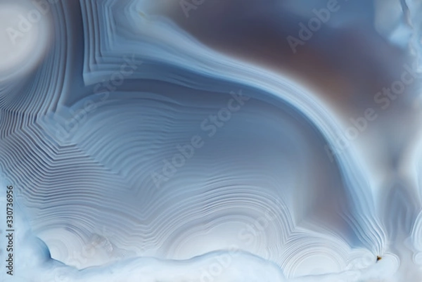 Obraz Close- up texture of blue -white agate with a smooth concentric structure