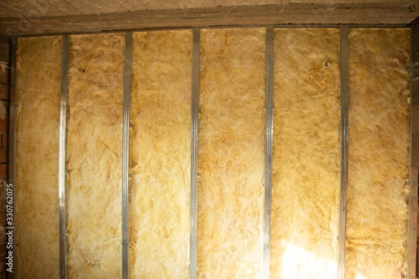 Fototapeta Wool wall insulation, internal insulation