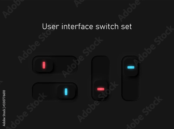 Obraz Very high detailed black user interface switches for websites and mobile apps, vector illustration