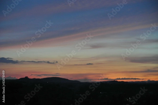 Obraz Sunset sky orange blue lilac 