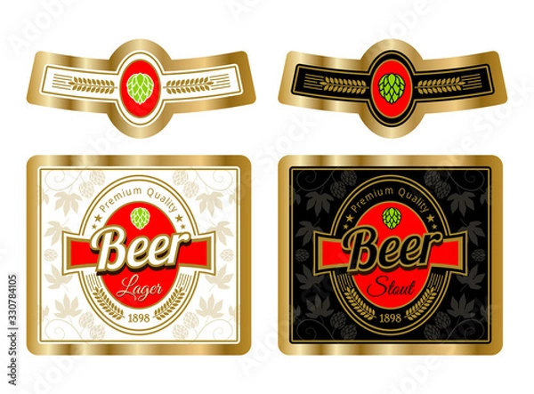 Obraz Beer label template with neck label. Vector Illustration.