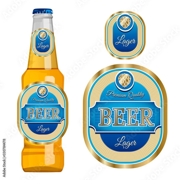 Obraz Beer label template with neck label. Vector Illustration.
