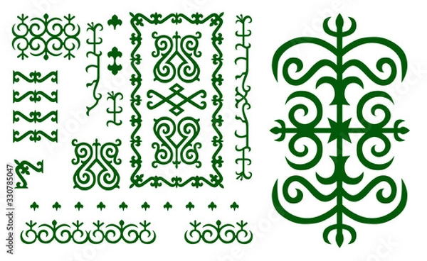 Obraz Chechen traditional ornament elements.  .Vector Illustration set.
