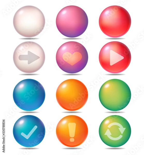 Obraz カラフルなアイコン　ボタン　ベクターセット