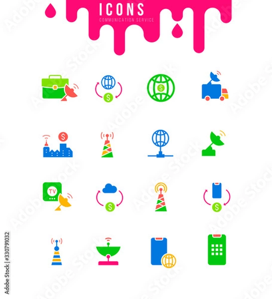 Fototapeta Set of Simple Icons of Communication Service