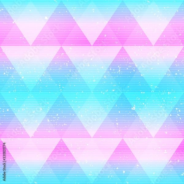 Fototapeta Bright triangles seamless pattern with grunge effect