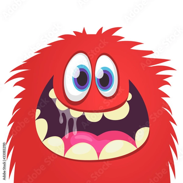 Fototapeta Funny cartoon monster face expression. Vector monster creature avatar