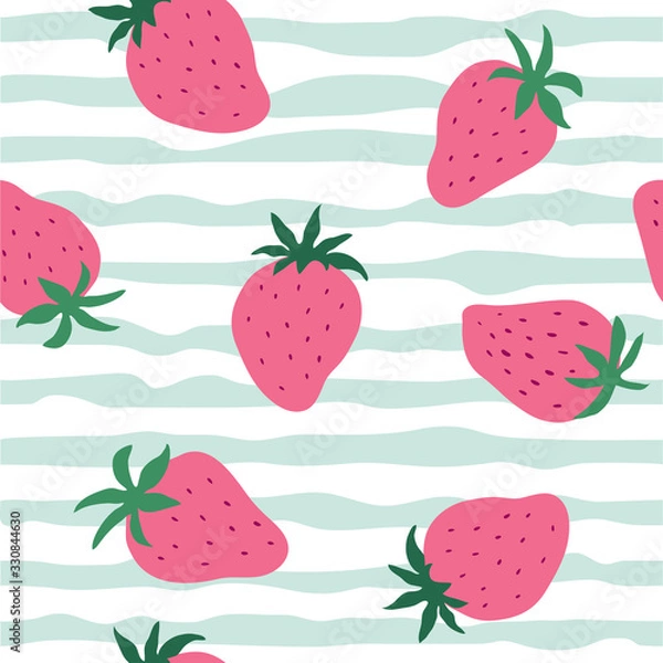 Fototapeta Seamless pattern with strawberry. Vector