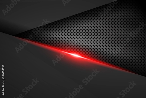 Fototapeta abstract metallic red black frame layout modern tech design template background