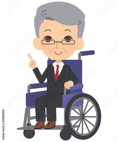 Obraz 車いすに乗って指示を出す会社員