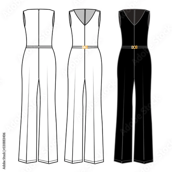 Obraz jumpsuit  fashion flat sketch template