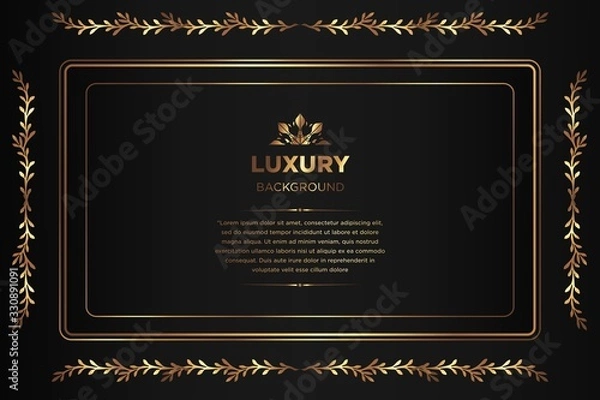Fototapeta Luxury background. abstract black gold. black gold frame modern simple creative elegant with space of text can be used for Ramadan Islamic arabesque celebration invitation