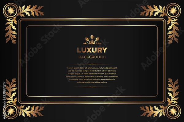 Fototapeta Luxury background. abstract black gold. black gold frame modern simple creative elegant with space of text can be used for Ramadan Islamic arabesque celebration invitation