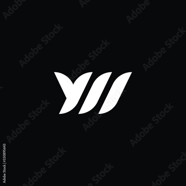 Fototapeta Minimal elegant monogram art logo. Outstanding professional trendy awesome artistic YM MY YW WY initial based Alphabet icon logo. Premium Business logo White color on black background