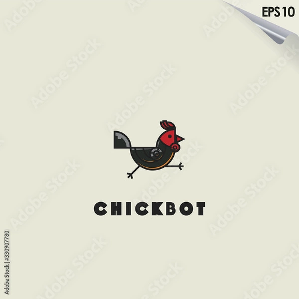 Fototapeta Chicken Of Robot Logo Design. Chicken Of Robot Logo Template. Modern Design. Flat Logo. Vector Illustration