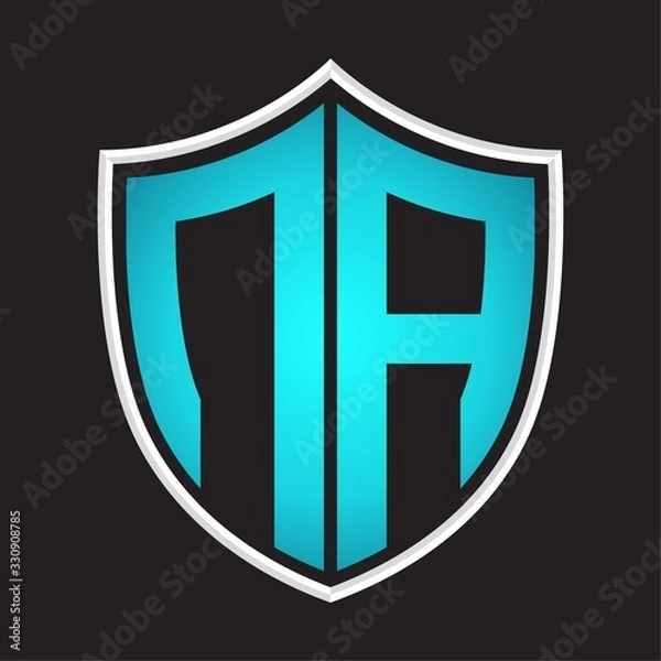 Obraz NA Logo monogram with shield shape isolated blue colors on outline design template
