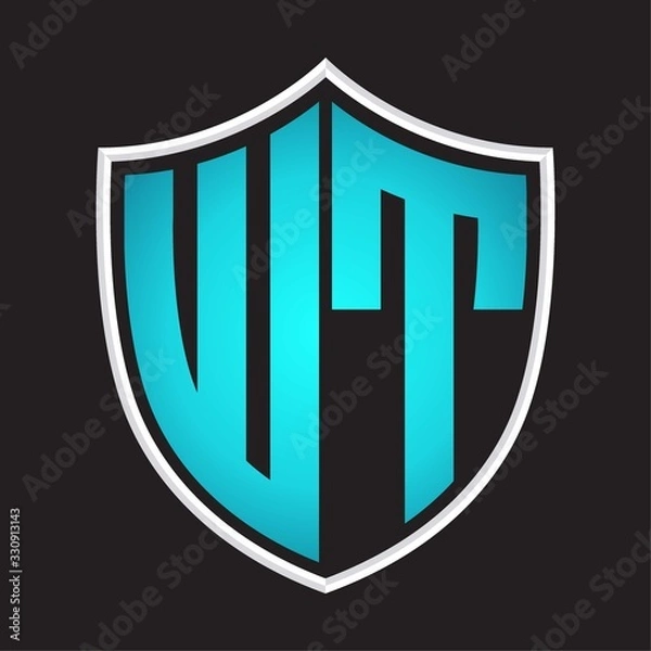 Obraz WT Logo monogram with shield shape isolated blue colors on outline design template