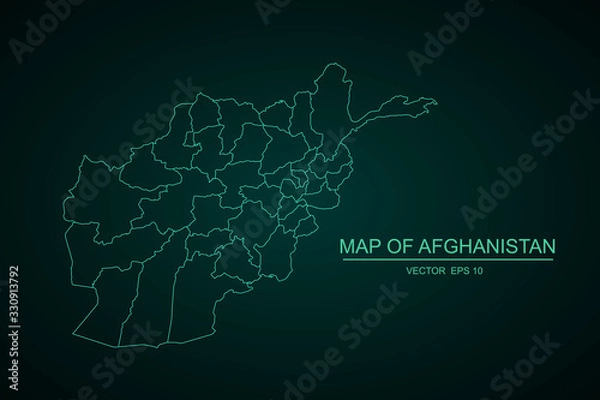 Fototapeta High detailed blue vector map - Afghanistan - Vector - Vector