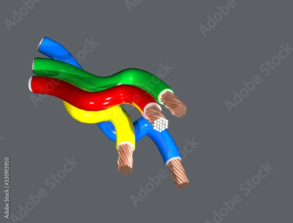Fototapeta Multi Colored Electrical wires and cables