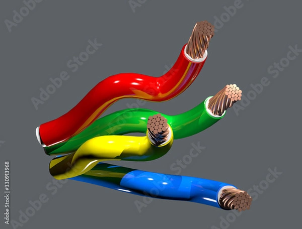 Fototapeta Multi Colored Electrical wires and cables