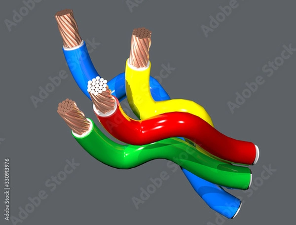Fototapeta Multi Colored Electrical wires and cables