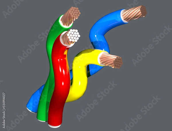 Fototapeta Multi Colored Electrical wires and cables