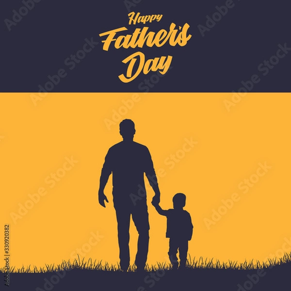 Obraz Fathers Day poster witth dad and son on background