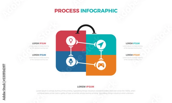 Obraz Business data visualization. 4 step process designed for abstract background template milestone element modern diagram process technology digital marketing data presentation chart Vector
