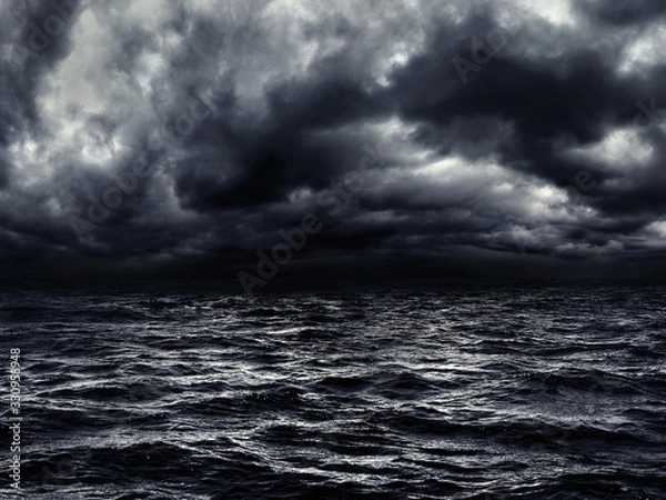 Obraz dark stormy sea with a dramatic cloudy sky