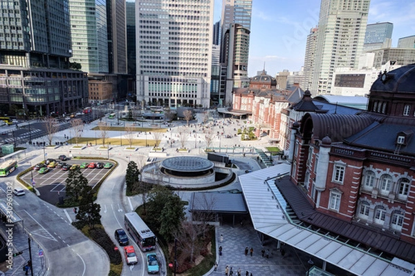 Fototapeta 東京駅丸の内駅舎と丸の内ビル群