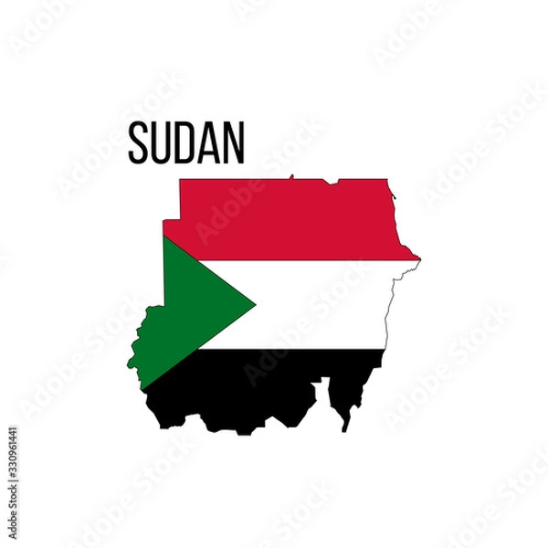 Fototapeta Sudan flag map. The flag of the country in the form of borders. Stock vector illustration isolated on white background.