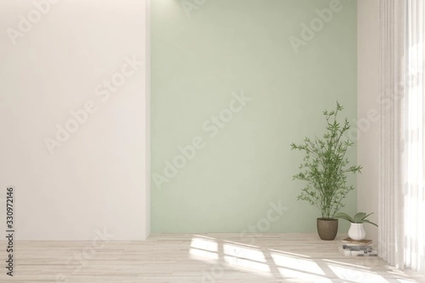 Obraz Empty room in white color. Scandinavian interior design. 3D illustration