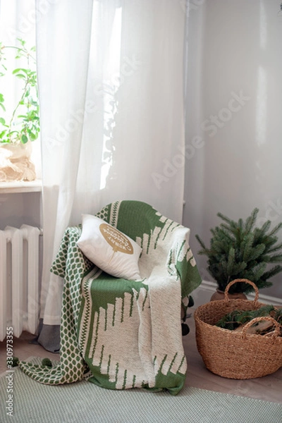 Obraz Bedspread chair and pillow