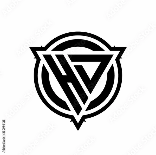 Fototapeta HD logo with triangle shape and circle with outline rounded design template