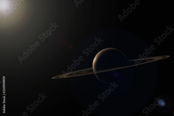 Fototapeta Fantastic Saturn on a black space background with rendering