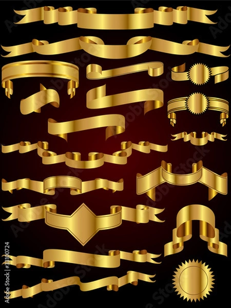 Obraz Gold Ribbon Vector Collection