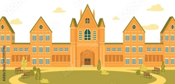 Fototapeta Ancient Building Successful University with Park.