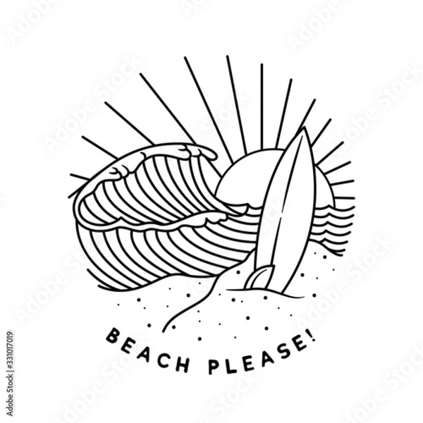 Obraz vacation summer beach vintage vector line art illustration
