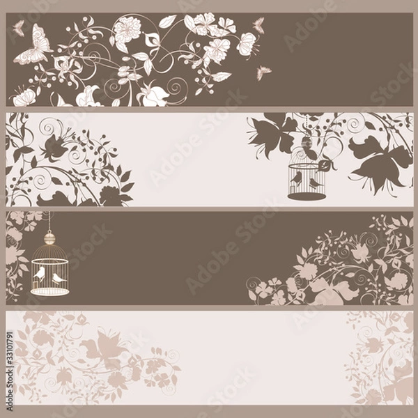 Fototapeta Set of 4 vintage horizontal banners.