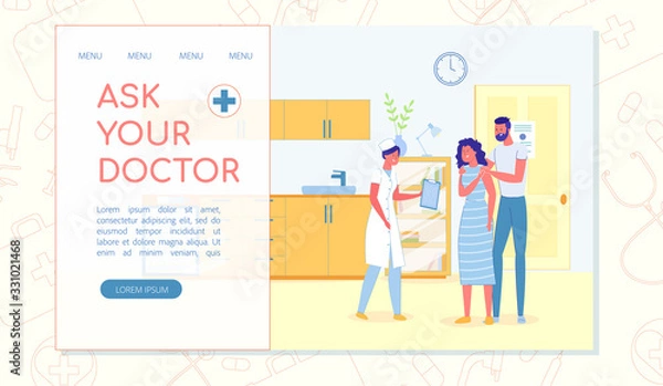 Fototapeta Ask Your Doctor Flat Landing Page with Copy Space