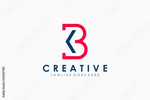 Fototapeta Initial Letter K and B Logo. Flat Line Vector Branding Logo Design Template Element.