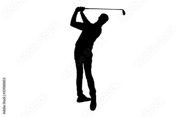 Fototapeta isolated view of young man playing golf