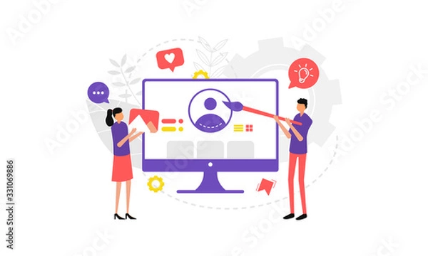 Fototapeta portfolio concept flat illustration design. header ui element. vector graphic