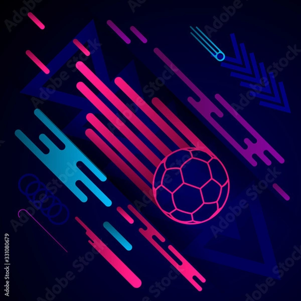 Fototapeta Cool modern image with soccer ball going in right direction.